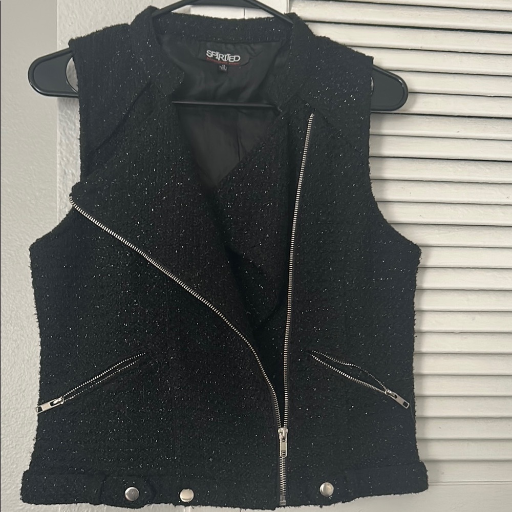 Spirit Black High Collar Vest with Structured Silhouette